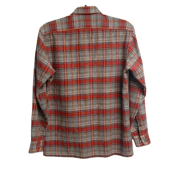 MARIANO RUBINACCI Italy Plaid Button Front Long Sleeve Shirt Red Grey 37 - Picture 5 of 9